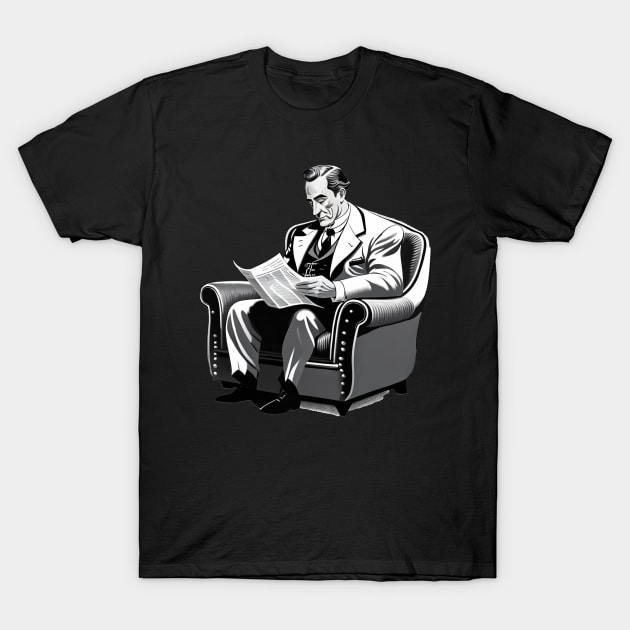 Man reading a newspaper T-Shirt by ArtShare